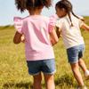 Sanpersonlin Toddler Baby Girl Solid Color T Shirt Kids Blouse Basic Plain Ruffle Top Cotton Casual Clothes (0021H-Short Sleeve Light Pink, 4-5 Years) view 3