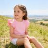 Sanpersonlin Toddler Baby Girl Solid Color T Shirt Kids Blouse Basic Plain Ruffle Top Cotton Casual Clothes (0021H-Short Sleeve Light Pink, 4-5 Years) view 4