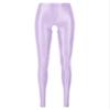 Agoky Women's Glossy Hollow Out Silky Long Crotchless Leggings High Elastic High Waist Yoga Pants Light Purple Medium view 2