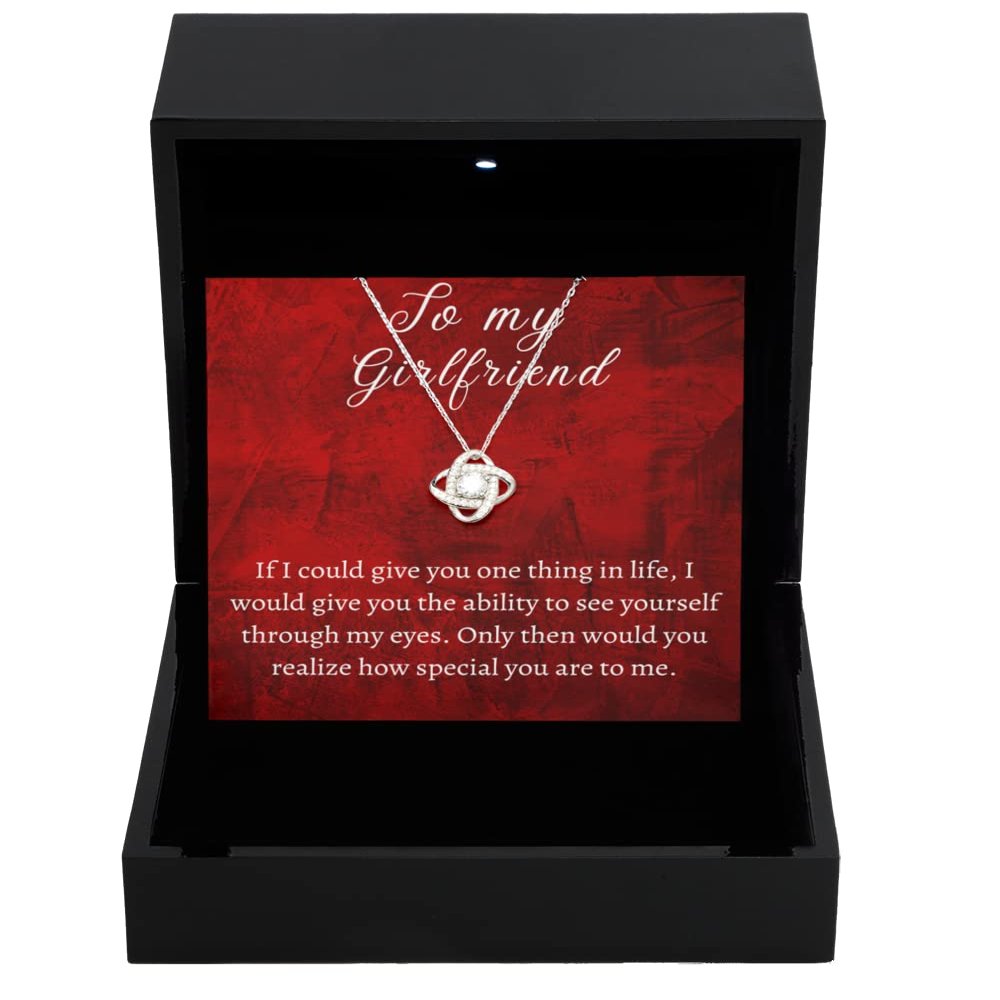zapbest Love Knot Silver Necklace Luxury Box Valentines Day Gift Necklace, Girlfriend Gift Necklace, Gift From Boyfriend, Gift Necklace For Valentines day,