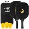 JUNDKSO Pickleball Paddles Set of 2, Graphite Surface Pickleball Set Lightweight Fiberglass Pickle Ball Rackets 2 Pack with 4 Balls,1 Pickleball Bag,Pickle Ball Paddle Set for Men Women-Black view 1