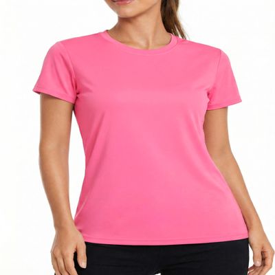 Boladeci Womens Swim Shirt UPF 50+ Sun Protection Clothing Short Sleeve Water SPF Lightweight Quick Dry Plain UV Hiking Tees Tops T-Shirts L Rose Red