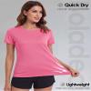 Boladeci Womens Swim Shirt UPF 50+ Sun Protection Clothing Short Sleeve Water SPF Lightweight Quick Dry Plain UV Hiking Tees Tops T-Shirts L Rose Red view 3
