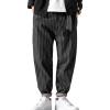 JEsilunmaMY Men's Striped Harem Pants Vintage Casual Loose Cotton Denim Pants Plus Size Distressed Washed Jean Trousers (Black,4X-Large) view 1
