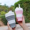 UNNESTAR Collapsible Camping Cup with Straw Silicone Folding Coffee Cup Sport Bottle Portable Travel Outdoor Car 16oz 20oz (Gray-600ml) view 4