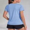 Boladeci Short Sleeve Rash Guard Women UPF 50+ Sun Protection SPF Lightweight Moisture Wicking UV Crew Neck Hiking Swim Shirts Rash Guard M Light Blue view 2