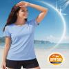 Boladeci Short Sleeve Rash Guard Women UPF 50+ Sun Protection SPF Lightweight Moisture Wicking UV Crew Neck Hiking Swim Shirts Rash Guard M Light Blue view 4