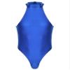 QinCiao Men's Zipper Back Bodysuits One Piece Sleeveless Leotard High Elastic Oil Jumpsuits Blue X-Large view 1