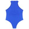 QinCiao Men's Zipper Back Bodysuits One Piece Sleeveless Leotard High Elastic Oil Jumpsuits Blue X-Large view 4