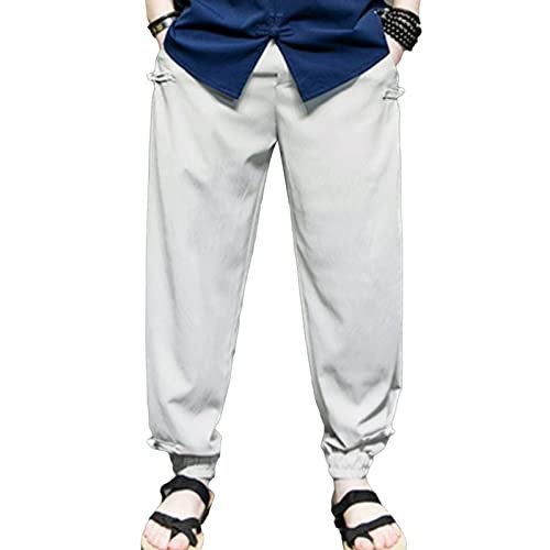 JEsilunmaMY Harem Pants for Men Lightweight Ice Silk Athletic Jogger Sweatpants Loose Casual Summer Lounge Pants with Pocket (Grey,XX-Large)