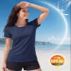 Boladeci Womens Swim Shirt UPF 50+ Sun Protection Clothing Short Sleeve Water SPF Lightweight Quick Dry Plain UV Hiking Tees Tops T-Shirts L Navy Blue view 3