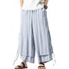 JEsilunmaMY Men's Retro Wide Leg Pants Elastic Waist Casual Loose Linen Lounge Pants Summer Baggy Dance Jogger Sweatpants (Light Blue,XX-Large) view 1