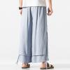 JEsilunmaMY Men's Retro Wide Leg Pants Elastic Waist Casual Loose Linen Lounge Pants Summer Baggy Dance Jogger Sweatpants (Light Blue,XX-Large) view 3