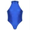 Zaldita Men's Oil Glossy Zipper Back Bodysuit Leotard Sleeveless Jumpsuit Fitness Gym Sportswear Blue X-Large view 1