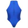 Zaldita Men's Oil Glossy Zipper Back Bodysuit Leotard Sleeveless Jumpsuit Fitness Gym Sportswear Blue X-Large view 2