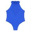 Zaldita Men's Oil Glossy Zipper Back Bodysuit Leotard Sleeveless Jumpsuit Fitness Gym Sportswear Blue X-Large view 3