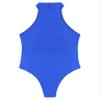 Zaldita Men's Oil Glossy Zipper Back Bodysuit Leotard Sleeveless Jumpsuit Fitness Gym Sportswear Blue X-Large view 4