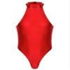 QinCiao Men's Zipper Back Bodysuits One Piece Sleeveless Leotard High Elastic Oil Jumpsuits Burgundy X-Large view 1