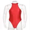 QinCiao Men's Zipper Back Bodysuits One Piece Sleeveless Leotard High Elastic Oil Jumpsuits Burgundy X-Large view 3