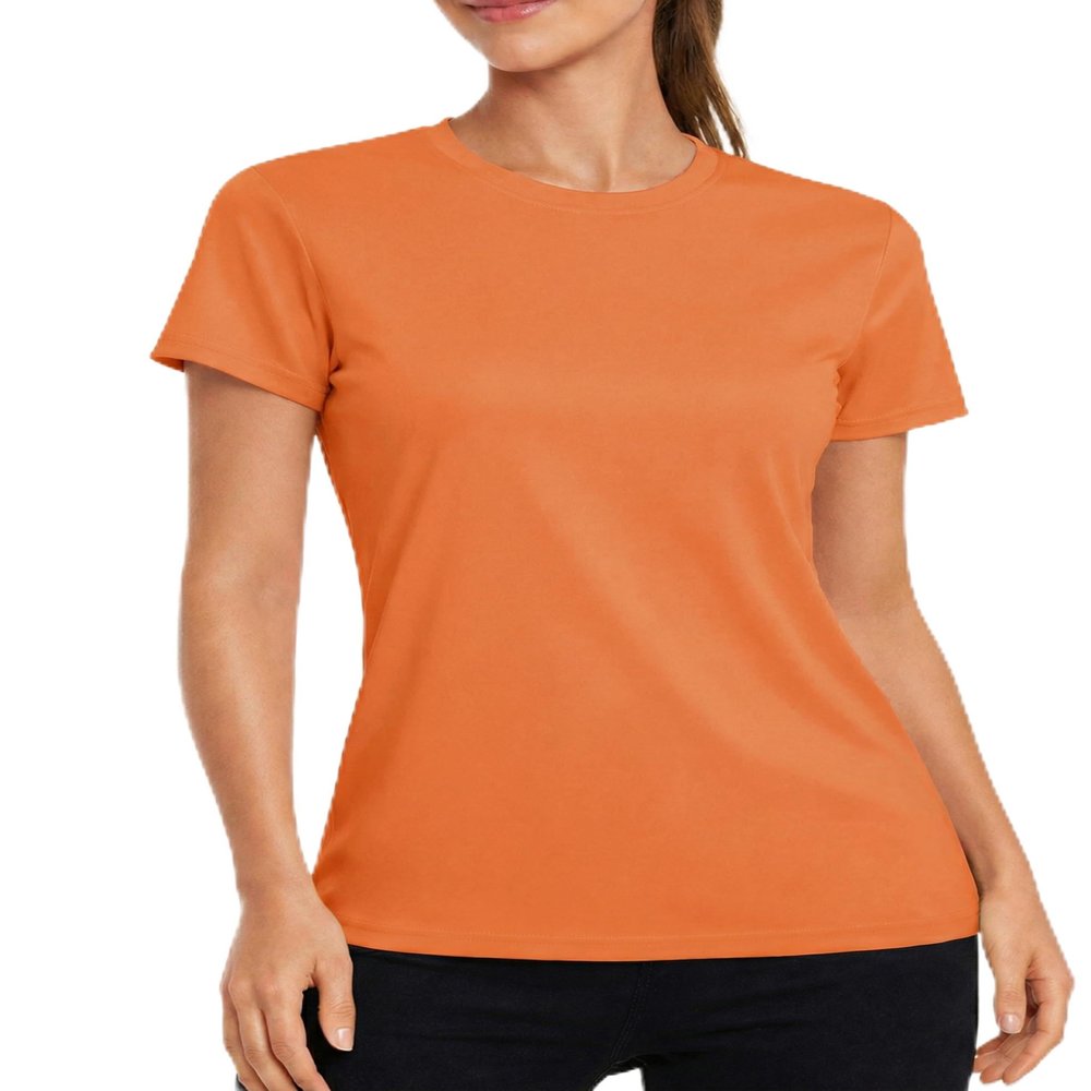 Boladeci Womens Swim Shirt UPF 50+ Sun Protection Clothing Short Sleeve Water SPF Lightweight Plain Summer UV Hiking Tees Tops T-Shirts L Orange