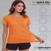 Boladeci Womens Swim Shirt UPF 50+ Sun Protection Clothing Short Sleeve Water SPF Lightweight Plain Summer UV Hiking Tees Tops T-Shirts L Orange view 3