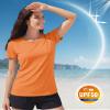 Boladeci Womens Swim Shirt UPF 50+ Sun Protection Clothing Short Sleeve Water SPF Lightweight Plain Summer UV Hiking Tees Tops T-Shirts L Orange view 4