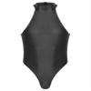 Zaldita Men's Oil Glossy Zipper Back Bodysuit Leotard Sleeveless Jumpsuit Fitness Gym Sportswear Black X-Large view 1