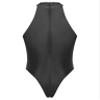 Zaldita Men's Oil Glossy Zipper Back Bodysuit Leotard Sleeveless Jumpsuit Fitness Gym Sportswear Black X-Large view 2