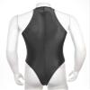 Zaldita Men's Oil Glossy Zipper Back Bodysuit Leotard Sleeveless Jumpsuit Fitness Gym Sportswear Black X-Large view 4