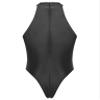QinCiao Men's Zipper Back Bodysuits One Piece Sleeveless Leotard High Elastic Oil Jumpsuits Black X-Large view 2