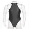 QinCiao Men's Zipper Back Bodysuits One Piece Sleeveless Leotard High Elastic Oil Jumpsuits Black X-Large view 3