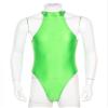 QinCiao Men's Zipper Back Bodysuits One Piece Sleeveless Leotard High Elastic Oil Jumpsuits Fluorescent Green X-Large view 3