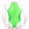 QinCiao Men's Zipper Back Bodysuits One Piece Sleeveless Leotard High Elastic Oil Jumpsuits Fluorescent Green X-Large view 4