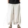 JEsilunmaMY Men's Retro Wide Leg Pants Elastic Waist Casual Loose Linen Lounge Pants Summer Baggy Dance Jogger Sweatpants (White,3X-Large) view 1