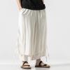 JEsilunmaMY Men's Retro Wide Leg Pants Elastic Waist Casual Loose Linen Lounge Pants Summer Baggy Dance Jogger Sweatpants (White,3X-Large) view 2