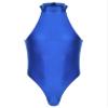 Agoky Men's Sexy Tights Oil Glossy Bodysuits Zipper Back Sleeveless Swimsuit Sportswear Jumpsuits Blue X-Large view 1