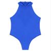 Agoky Men's Sexy Tights Oil Glossy Bodysuits Zipper Back Sleeveless Swimsuit Sportswear Jumpsuits Blue X-Large view 3