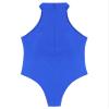 Agoky Men's Sexy Tights Oil Glossy Bodysuits Zipper Back Sleeveless Swimsuit Sportswear Jumpsuits Blue X-Large view 4