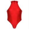Agoky Men's Sexy Tights Oil Glossy Bodysuits Zipper Back Sleeveless Swimsuit Sportswear Jumpsuits Burgundy X-Large view 1
