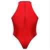 Agoky Men's Sexy Tights Oil Glossy Bodysuits Zipper Back Sleeveless Swimsuit Sportswear Jumpsuits Burgundy X-Large view 2