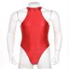 Agoky Men's Sexy Tights Oil Glossy Bodysuits Zipper Back Sleeveless Swimsuit Sportswear Jumpsuits Burgundy X-Large view 3