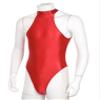 Agoky Men's Sexy Tights Oil Glossy Bodysuits Zipper Back Sleeveless Swimsuit Sportswear Jumpsuits Burgundy X-Large view 4