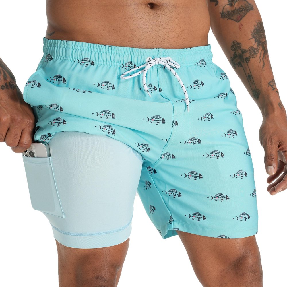 APTRO Men's Swim Trunks with Compression Liner 5.5" Bathing Suit Beach Swimsuits #M03 XL