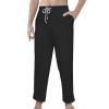 JEsilunmaMY Drawstring Lounge Pants for Men Elastic Waist Casual Loose Straight Trousers Solid Color Sleep Jogger Sweatpants (Black,Medium) view 1