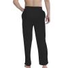 JEsilunmaMY Drawstring Lounge Pants for Men Elastic Waist Casual Loose Straight Trousers Solid Color Sleep Jogger Sweatpants (Black,Medium) view 2