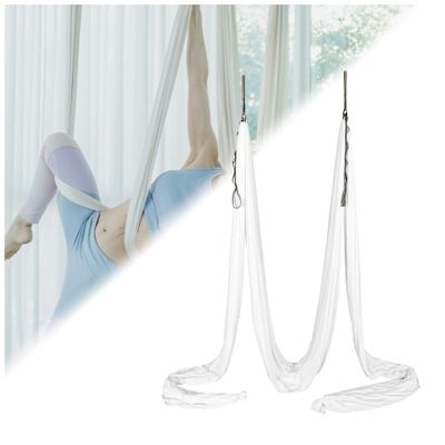 Kojem 13.12 Yards Aerial Silk Fabric Yoga Swing Kit For Fitness Yoga Inversions Flexibility Core Strength White