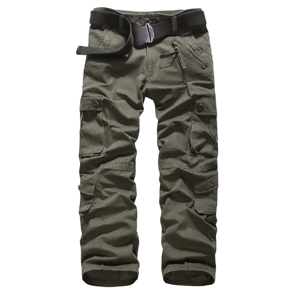 Men's Straight-Fit Vintage Stretch Cargo Pant Casual Military Army Camo Cotton Camouflage Pants with Pockets (31,Army Green 1)