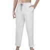 JEsilunmaMY Drawstring Lounge Pants for Men Elastic Waist Casual Loose Straight Trousers Solid Color Sleep Jogger Sweatpants (White,X-Large) view 1