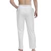 JEsilunmaMY Drawstring Lounge Pants for Men Elastic Waist Casual Loose Straight Trousers Solid Color Sleep Jogger Sweatpants (White,X-Large) view 2