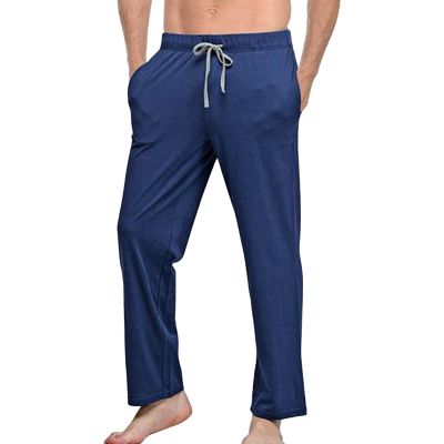 JEsilunmaMY Drawstring Lounge Pants for Men Elastic Waist Casual Loose Straight Trousers Solid Color Sleep Jogger Sweatpants (Blue,Medium)